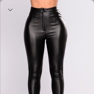 Black high waist PU leather pants legging